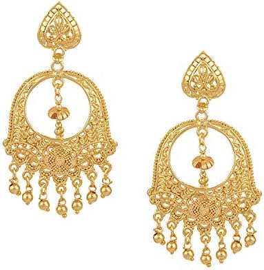 Bodha 24K Gold Plated Traditional Chandelier Chandbali Gold Earrings for Women (SJ_1364)