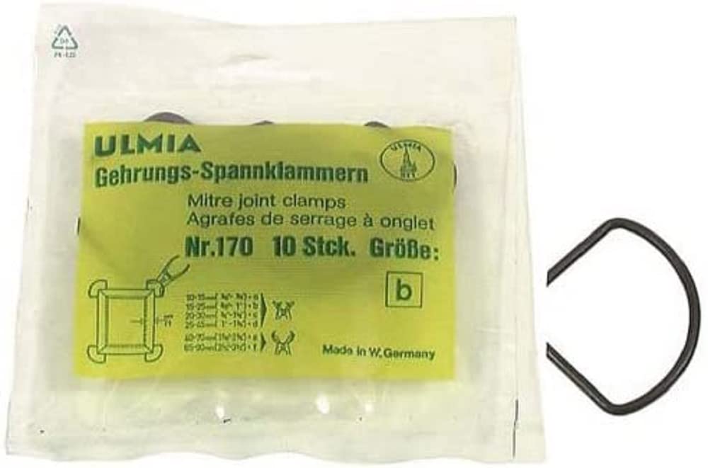 Ulmia Clamps (mitre Clamping Clamps) – Clamping Clips Made of high-Quality, Hardened Spring Steel with Ground Tips, no Damage to The Clamping Material, tip Width: 20 mm - 170-C