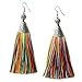 Me&Hz Handmade Multicolor Tassels Long Drop Earrings for Women Statement Colorful Fringe Pendant Earrings