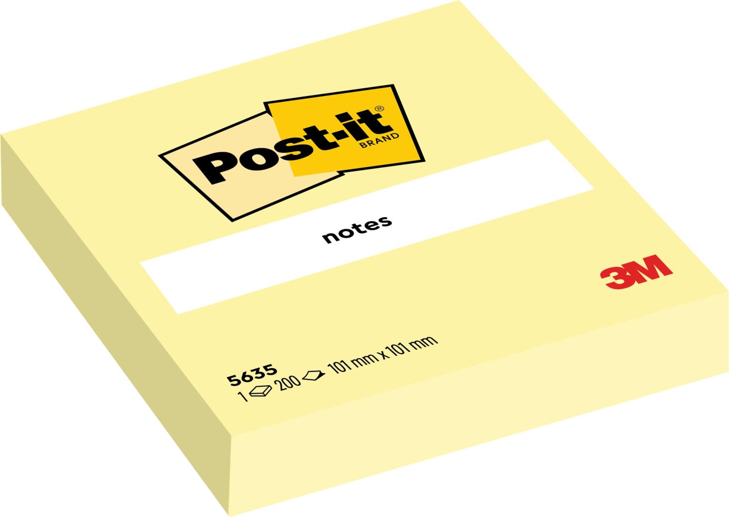 Post-it Notes, Canary Yellow, 1 Pad, 101 mm x 101 mm, 200 Sheets - Extra Sticky Notes for Walls, Monitors and Fridge