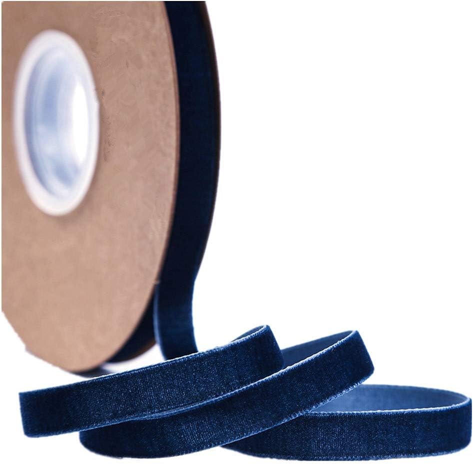 Ribbon for Crafts -Wholesale Bulk 20 Yard 3/8 5/8 1Inch Velvet Ribbon for Gift Package Wrapping Floral Design Hair Bow Clip Accessory Making Sewing Wedding Decor (Navy Blue, 15mm)