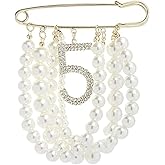 Lapel Pins and Brooches with Lucky Number 5 Dangle,Brooch Pins for Women Fashion