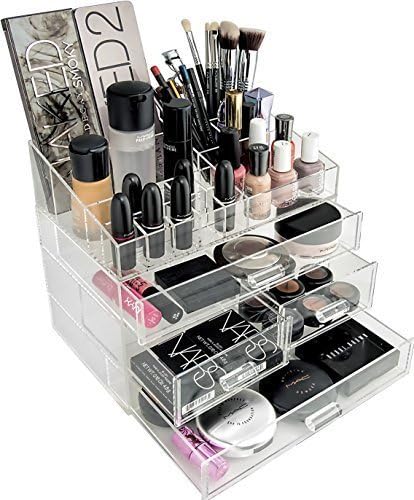 Supo Multi Grid Acrylic Makeup Organiser Transparent Plastic Makeup Cosmetic Storage Box Lipstick Nail Paint/Polish Holder Display Stand Organizer