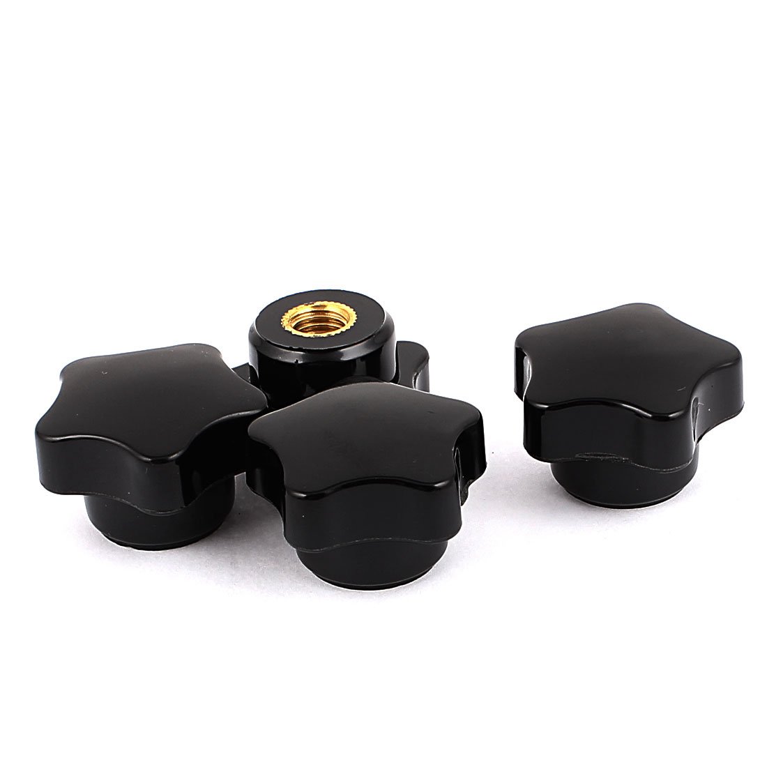 Sourcingmap 4 Pcs Plastic Star Shaped Head M8 x 32mm Diameter Thread Hole Clamping Knob Black