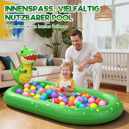 Planschbecken für Kinder, Aufblasbare Wassermatte für Kinder, Aufblasbares 3 in 1 Pool mit Dinosaurier Motiv, Wasserspielzeug für Sommer Garten Kinderpool, Geeignet für Jungen und Mädchen ab 1 Jahr