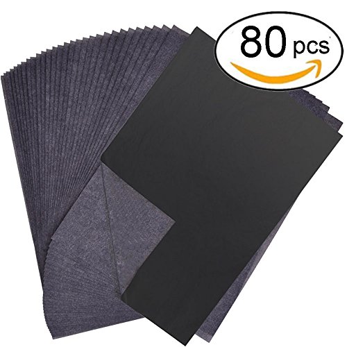 Zehhe 80 Sheets 9 x 13 Inches Black Carbon Transfer Tracing Paper for Wood, Paper, Canvas and Other Art Surfaces