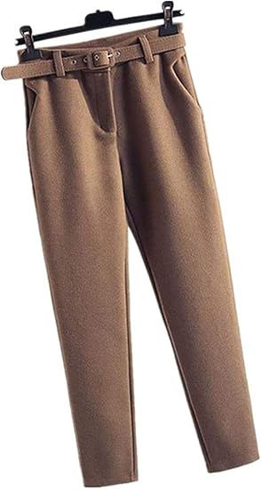 Amazon Bigfanshu カジュアルな女性のウールパンツ冬の鉛筆パンツハイウエストの女性のハーレムパンツ仕事用 ロングパンツ 通販