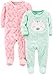 Simple Joys by Carter's Baby Girls' Cotton and Fleece Footed Sleep and Play, Pack of 2, Kitten/Giraffe, 3-6 Months