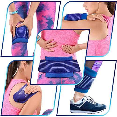 Ice Pack, 2 Reusable Hot and Cold Ice Packs for Injuries, Joint Pain, Muscle Soreness and Body Inflammation - Reusable Gel Wraps - Adjustable & Flexible for Knees, Back, Shoulders, Arms and Legs