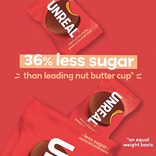 UNREAL Dark Chocolate Peanut Butter Cups | Vegan, Gluten Free, Less Sugar | 3 Bags