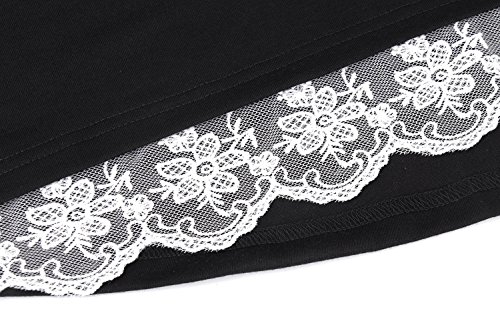 Women's Short Sleeve Casual Lace T Shirt Loose Fitted Flared Tunic Tops for Juniors (Black, S) - Thumbnail 5