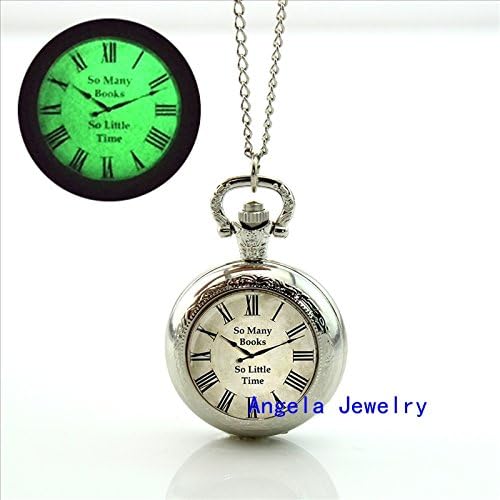 Pretty Lee Fashion Vintage Clock Pocket Watch So Many Books So Little Time Glowing Jewelry Living Locket Necklaces