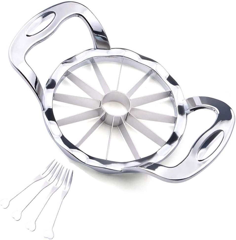 STOXTOVTO Apple Slicer Corer Upgraded Edition, 4-Inch 12-Blade Large Apple Cutter Divider, Food Grade 304 Stainless Steel Ultra-Sharp Apple Slicer thin Slices for Apple Onion Potato, Kitchen Tools