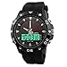 Solar Watches for Men, JIGE Solar Powered Quartz Watch 2 Display Multifunctional Sports Watch (Black)