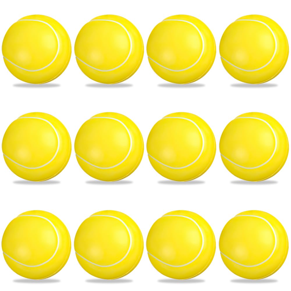 Lotvic Foam Tennis Balls, 12 Pcs Soft Tennis Balls, 6 cm Mini High Bounce Sponge TennisBall for Kids Boys & Girls Indoor Outdoor Sports (12 Pcs)