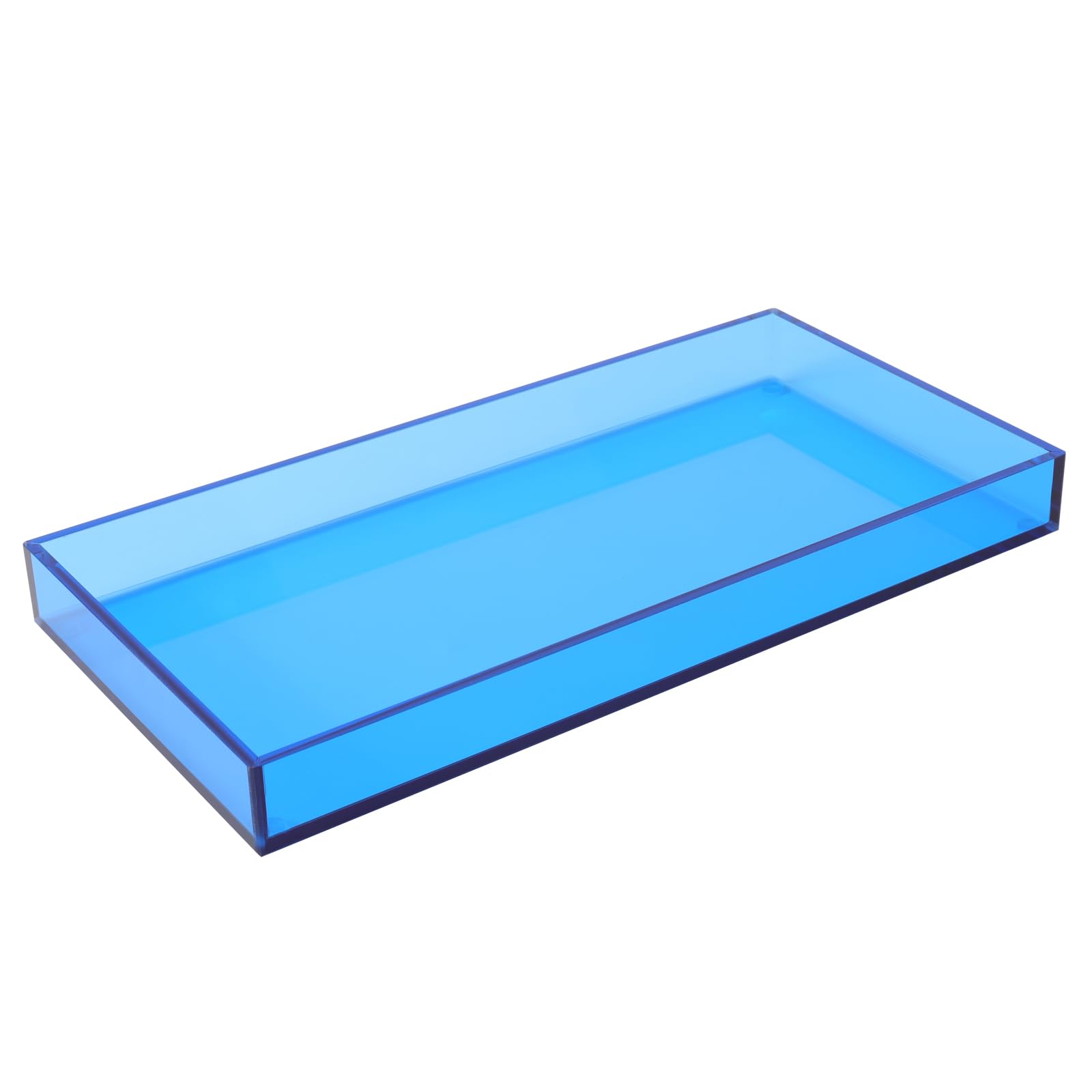 Photo 1 of Acrylic Tray for Vanity Makeup Perfume Jewelry 12x6'' Small Decorative Tray for Bathroom Dresser Tops Candle Sink Counter, Blue