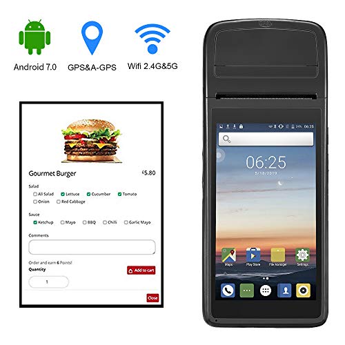 Android POS Terminal Receipt Printer MUNBYN, 5.5 inch Touch Screen, support 3G WiFi BT GPS NFC for Restaurant Eatery Diner Snack Bar Cafeteria Retail Warehouse to Print Receipt Mobile Handheld Printer
