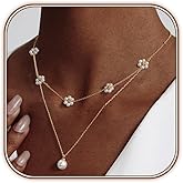 HAXIYA Gold Jewelry Set for Women - Dainty 14K Gold Plated Pearl Necklace and Earring Set with Drop Earrings, Bracelets, Choker Necklace - Wedding Jewelry Gift