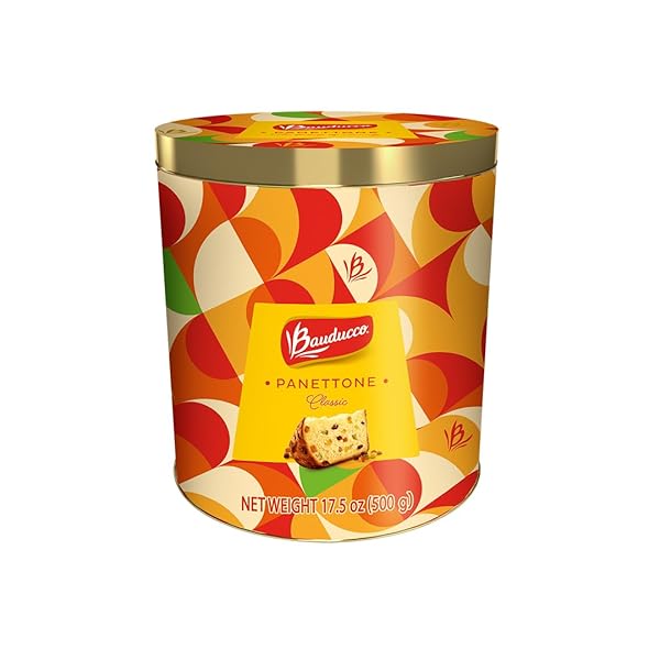 BAUDUCCO CLASSIC PANETTONE TIN – MOIST & FRESH, TRADITIONAL ITALIAN RECIPE – AUTHENTIC TASTE OF ITALY – 17.5OZ (PACK OF 1)