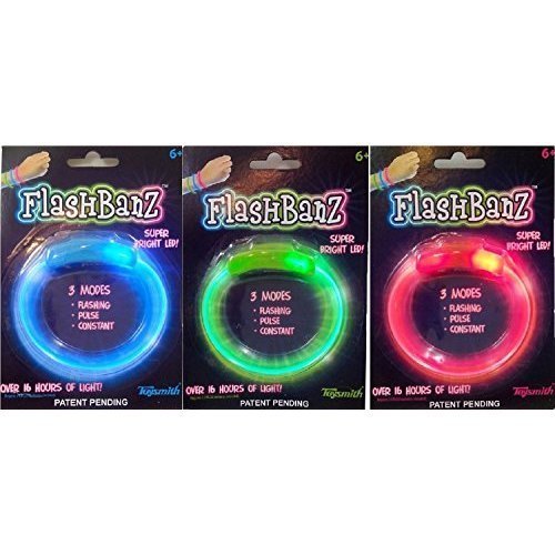 FlashBanz Light Up Bracelet - Pack of 3 Assorted Colors by Toysmith