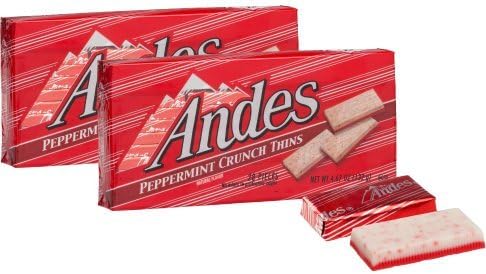 Andes Candy Peppermint Crunch Thins 28-Piece 2-Pack Bundle with Candy Lovers Shop Recipe Book