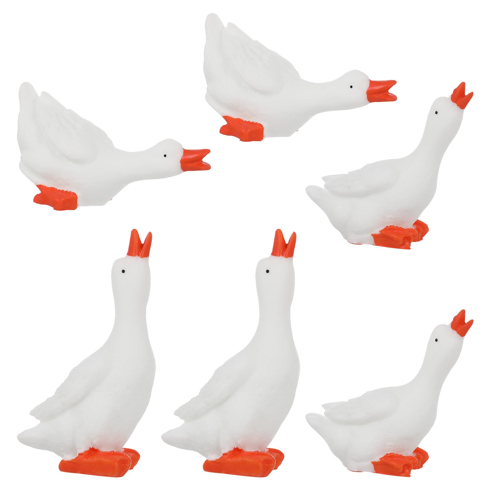 SEWACC 6pcs Miniature Goose Figurines, Cute Mini Swans Resin Animal Sculptures Micro Landscape Decoration Fairy Garden Accessories for Dolls House Plant House