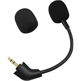 Mic Replacement Boom Compatible with HyperX Cloud II/Core/CloudX 2nd Gen (After Produced 2021) &ndash; Straight Jack Gaming Microphone, Noise Cancelling 3.5mm Mic with Foam Cover,Black