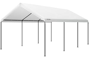 OUTFINE Carport Canopy 12x20 FT Heavy Duty Car Canopy Garage with Removable Sidewalls and Roll-up Ventilated Windows, Tent Stakes x 12, Windproof Ropes x 4, Sandbags x 4 (White (Without Sidewall))