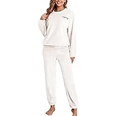 Womens Pajamas Set Fleece Sets For Women Long Sleeve Lounge Sets Soft Pj Sleepwear Loungewear