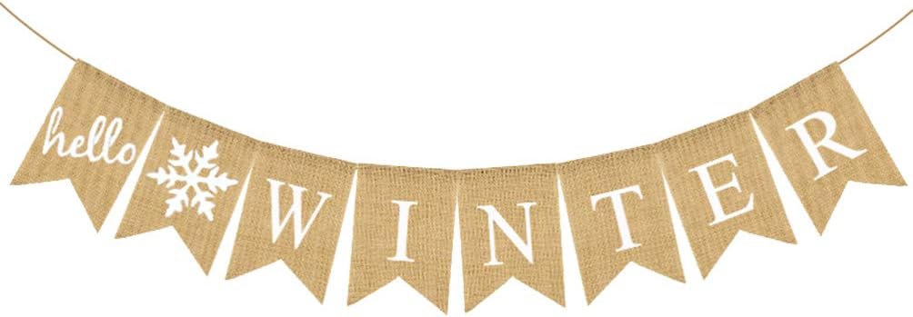 Toyvian Banner Christmas Burlap Banner Jute Bunting Holiday Mantel Fireplace Bunting Garland Decoration, Picture 1