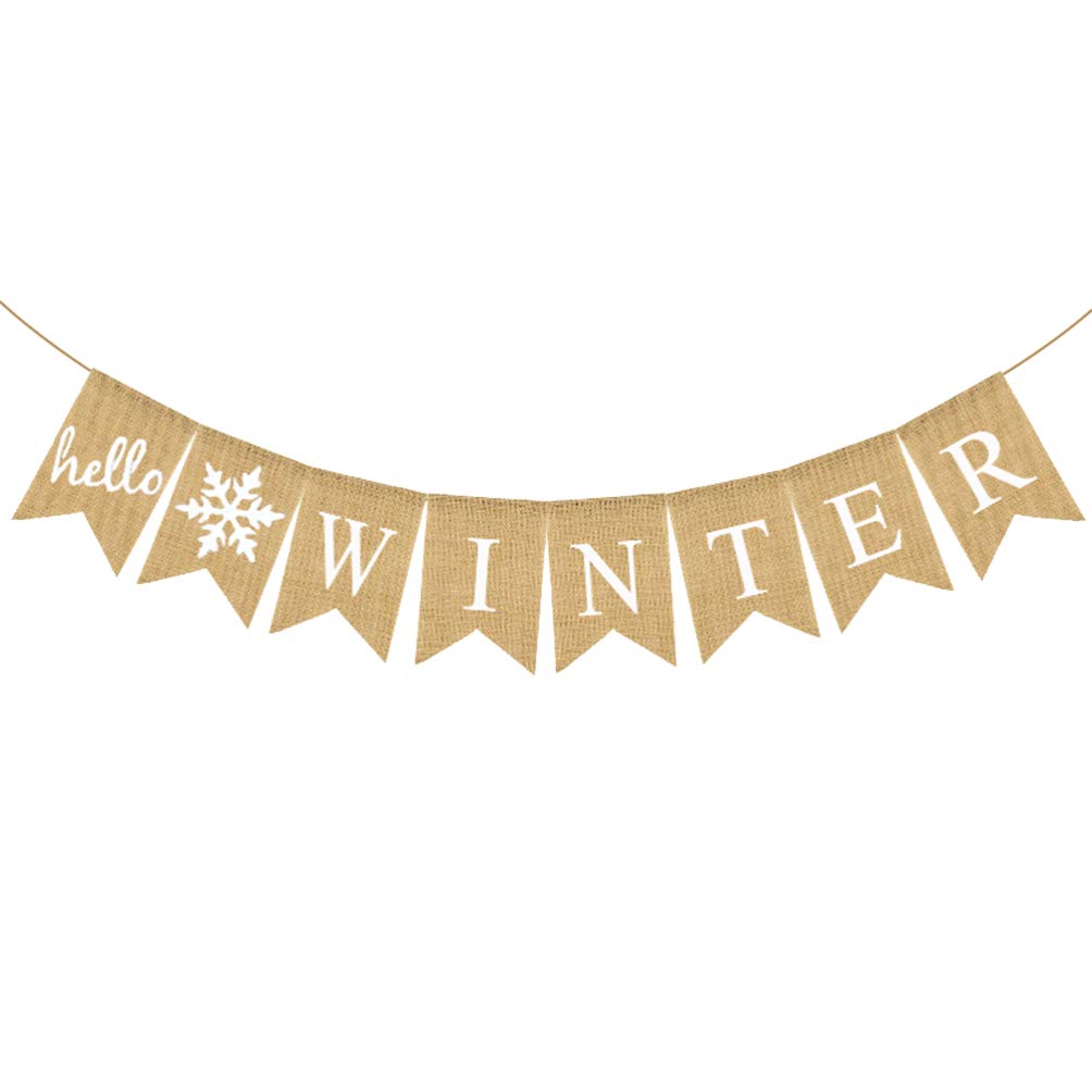 Toyvian Banner Christmas Burlap Banner Jute Bunting Holiday Mantel Fireplace Bunting Garland Decoration