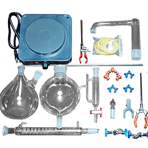 Wyyggnb Laboratory Equipment New 2000ml Lab Essential Oil Steam Distillation Apparatus Glassware Kits Water Distiller Purifier w/Hot Stove Graham Condenser - Thumbnail 7