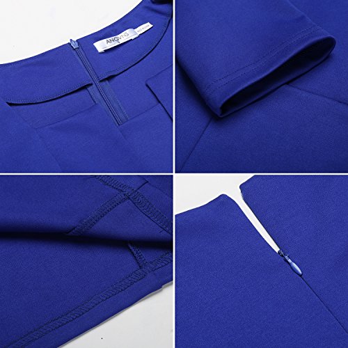 Bodycon Solid OL Party Package Hip Dress เดรส แฟชั่นชุดทำงาน ANGVNS ผู้หญิง 3/4 Sleeve Square Neck