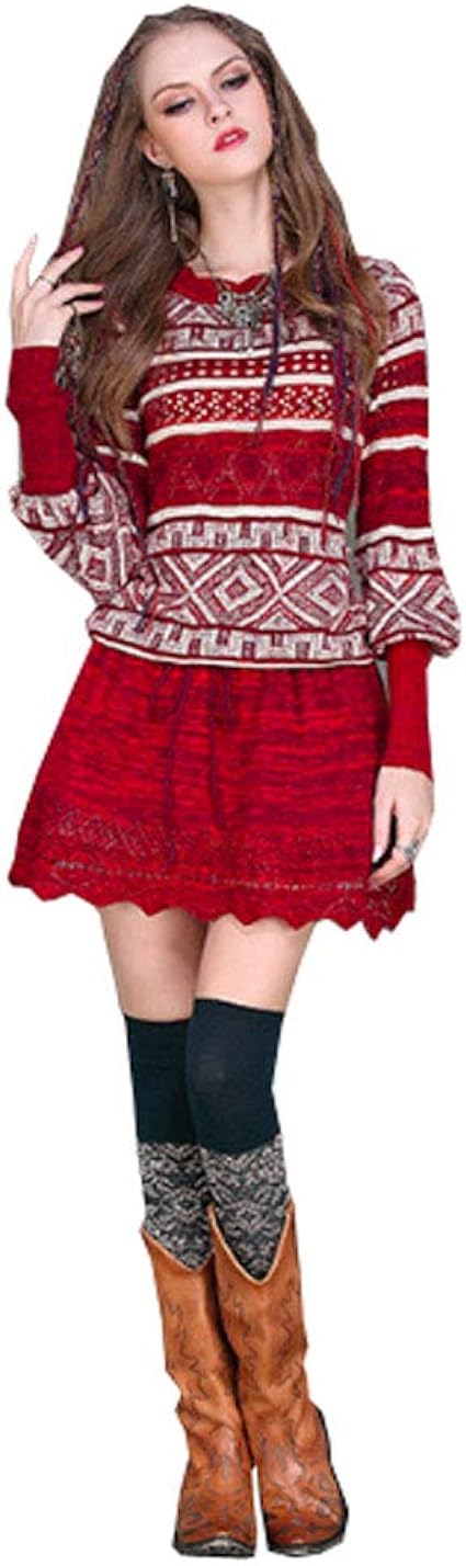 Amazon Co Jp ニットワンピース レディース 秋冬長袖 ワンピース 赤いスカート 服 ファッション小物