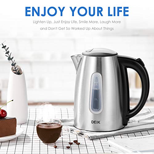 Deik Electric Kettle Stainless Steel Cordless Tea Kettle with British Strix Control, 1.7-Liter Water Kettle 1500W Fast Boiling, Hot Water Kettle Electric with Auto Shut-Off, BPA-Free - Thumbnail 7
