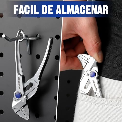 WORKPRO Adjustable Wrench Pliers 108 mm, Wrench Type Pliers with Self-adjusting Jaw, Max Opening 20 mm, Non-Slip Handle, for Nuts and Pipes
