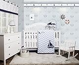 GEENNY OptimaBaby Nautical Explorer Sailor 6 Piece Baby Nursery Crib Bedding Set
