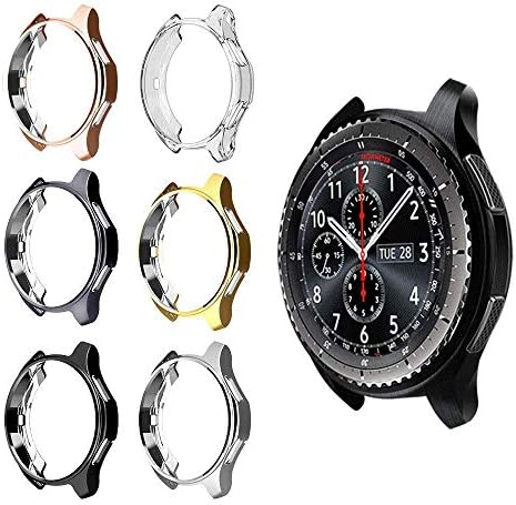 Case for Samsung Gear Galaxy/S3 Frontier SM-R760 & Classic, Soft TPU Plated [Scratch-Proof] All-Around Protective Bumper Shell for Samsung Gear Galaxy/S3 Watch 46mm 42mm (6 Packs, Galaxy/S3 46MM)