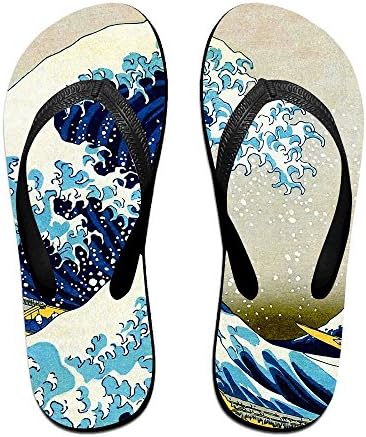 Patterned Men Women Sandals Japanese Waves Flip Flops Beach Slipper For Indoor Outdoor