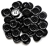 GANSSIA 5/8 Inch 4 Holes Black Buttons 15mm Sewing