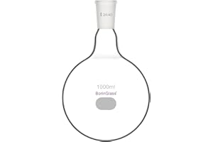 BorinGlass Single Neck 1 Neck Round Bottom Flask RBF, Glass Boiling Flask with 24/40 Standard Taper Outer Joint, 1000 ml