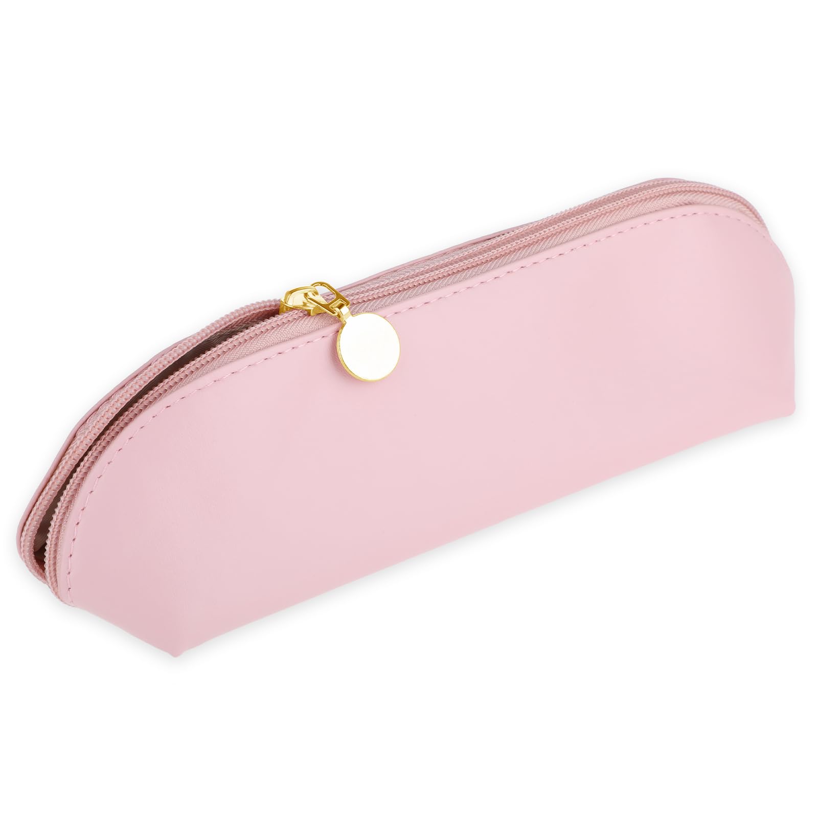 COBEE Large Travel Makeup Brush Holder, Portable PU Organizer Zipper Anti Fall Out Tools Case Cosmetic Pouch Bag for Home Office(Rose Pink), 24.5*7*6.5cm/9.64*2.75*2.55in