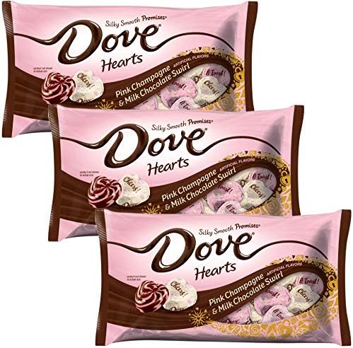 Dove Valentines Candy - Pink Champagne and Milk Chocolate Swirl Promises - Chocolate Valentines Day Candy - Valentine Candies For Home Parties Office School Work Valentines Day Exchange 7.94 oz
