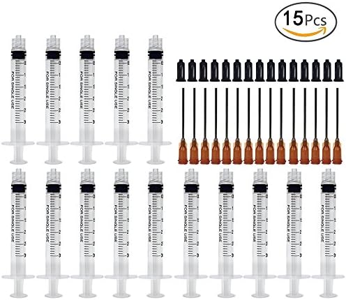 APLANET 15pcs 3ml Syringes with 15G 1.5" Blunt Tip and Cap, for Industrial Use and Pet Feeding