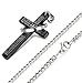 FIBO STEEL Stainless Steel Mens Womens Cross Necklace Lord's Prayer Pendant 24 inches, 3 Colors Available