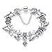 BISAER Horse Charm Bracelet Charm Bead Bracelet with 925 Sterling Silver Plated Gifts for Women Teen Girls (Horse 7.87 Inches)