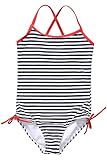 Sociala Little Girls One Piece Swimsuit Striped Swimwear Kids Bathing Suits 6-7Y