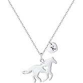 MONOOC Valentines Gifts for Kids Her Girls - Horse Necklace Gifts for Girls Horse Jewelry Necklaces Heart Initial Necklace Valentines Gift for Kids Her Teen Girl Women