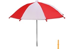 ALIYOHAM Squirrel Feeder Umbrella, Squirrel Picnic Table Umbrella for Outside, Replacement Mini Umbrella for Squirrel (Red White)