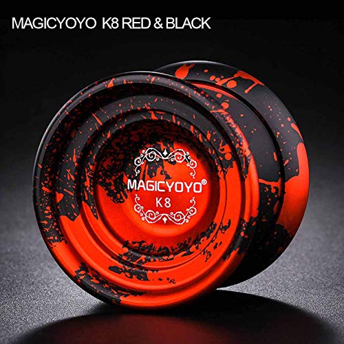 YOSTAR MAGICYOYO K8 Professional Yoyo Unresponsive Yoyo Ball Kids, Big Size Yoyo, Easy to Catch, with 5 Strings, Glove, Bag (Black & Red)